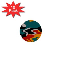 Misc Shapes In Retro Colors 1  Mini Button (10 Pack) 