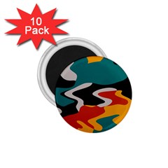 Misc Shapes In Retro Colors 1 75  Magnet (10 Pack) 