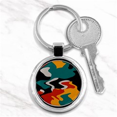 Misc Shapes In Retro Colors Key Chain (round)