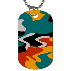 Misc Shapes In Retro Colors Dog Tag (one Side)