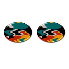 Misc Shapes In Retro Colors Cufflinks (oval) by LalyLauraFLM