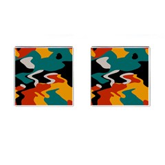 Misc Shapes In Retro Colors Cufflinks (square) by LalyLauraFLM