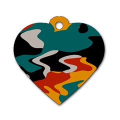 Misc Shapes In Retro Colors Dog Tag Heart (two Sides) by LalyLauraFLM