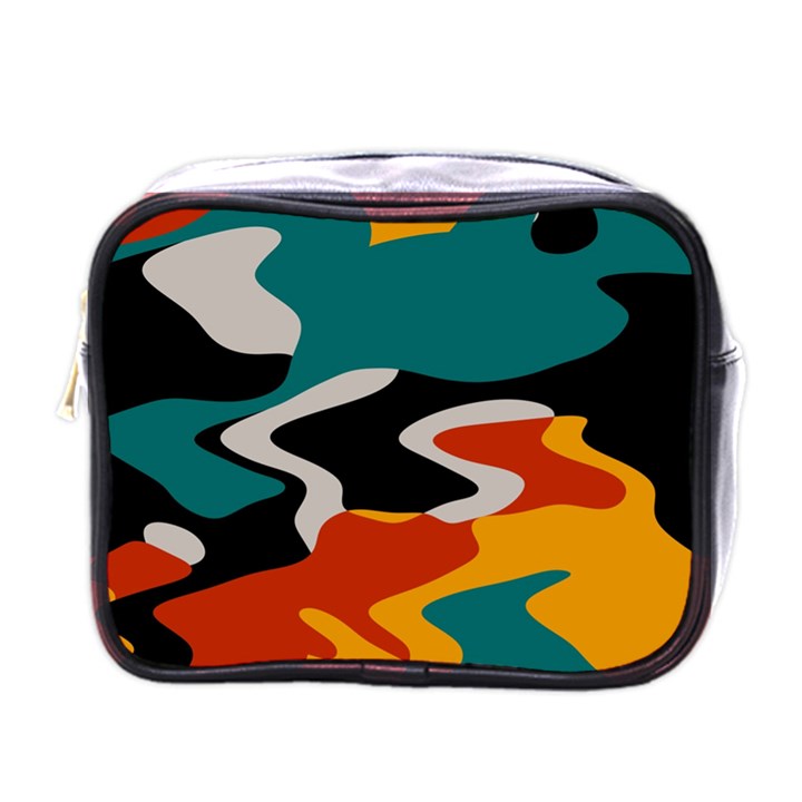 Misc shapes in retro colors Mini Toiletries Bag (One Side)