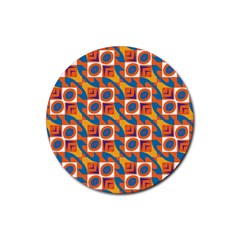 Squares And Other Shapes Pattern Rubber Coaster (round)