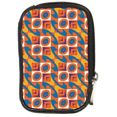 Squares And Other Shapes Pattern Compact Camera Leather Case by LalyLauraFLM