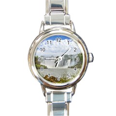 Waterfalls Landscape At Iguazu Park Round Italian Charm Watches by dflcprints