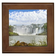 Waterfalls Landscape At Iguazu Park Framed Tiles