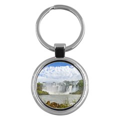 Waterfalls Landscape At Iguazu Park Key Chains (round)  by dflcprints