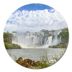 Waterfalls Landscape At Iguazu Park Magnet 5  (round)