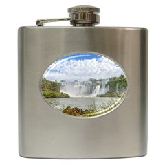 Waterfalls Landscape At Iguazu Park Hip Flask (6 Oz) by dflcprints