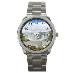 Waterfalls Landscape At Iguazu Park Sport Metal Watches by dflcprints