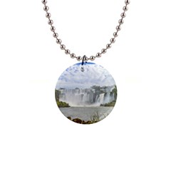 Waterfalls Landscape At Iguazu Park Button Necklaces by dflcprints