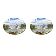 Waterfalls Landscape At Iguazu Park Cufflinks (oval) by dflcprints