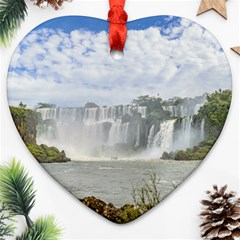 Waterfalls Landscape At Iguazu Park Heart Ornament (2 Sides)