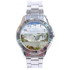 Waterfalls Landscape At Iguazu Park Stainless Steel Men s Watch