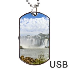 Waterfalls Landscape At Iguazu Park Dog Tag Usb Flash (one Side)