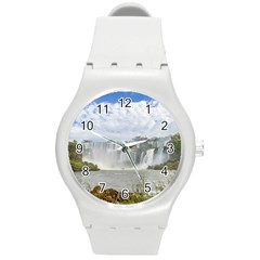 Waterfalls Landscape At Iguazu Park Round Plastic Sport Watch (m) by dflcprints