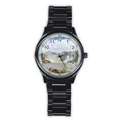 Waterfalls Landscape At Iguazu Park Stainless Steel Round Watches by dflcprints