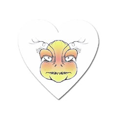 Angry Monster Portrait Drawing Heart Magnet