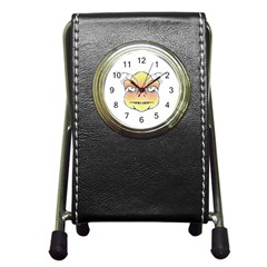 Angry Monster Portrait Drawing Pen Holder Desk Clocks