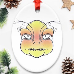 Angry Monster Portrait Drawing Oval Ornament (two Sides) by dflcprints