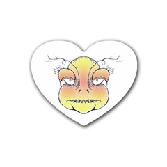 Angry Monster Portrait Drawing Rubber Coaster (heart)  by dflcprints