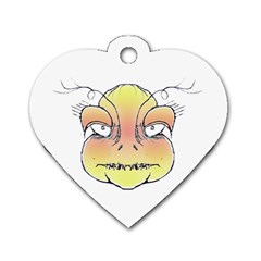 Angry Monster Portrait Drawing Dog Tag Heart (one Side) by dflcprints