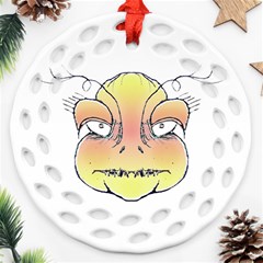 Angry Monster Portrait Drawing Round Filigree Ornament (2side)