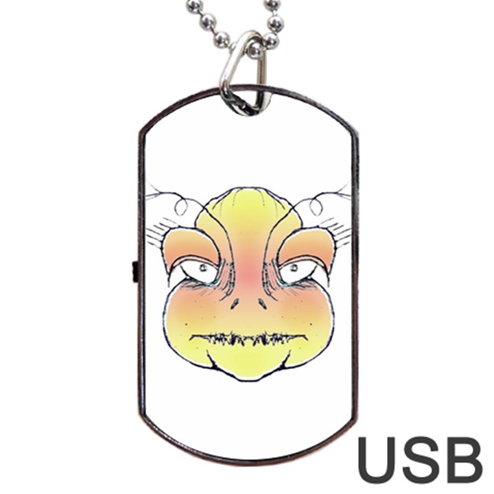 Angry Monster Portrait Drawing Dog Tag USB Flash (One Side)