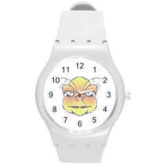 Angry Monster Portrait Drawing Round Plastic Sport Watch (m)