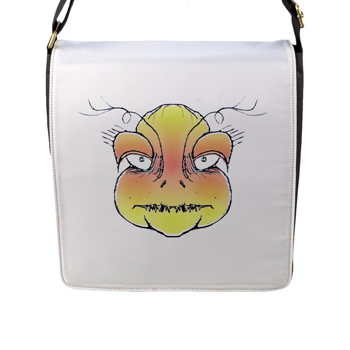 Angry Monster Portrait Drawing Flap Messenger Bag (L) 