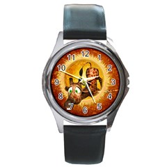 I m Waiting For You, Cute Giraffe Round Metal Watches by FantasyWorld7