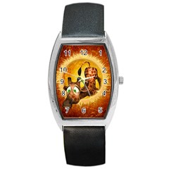 I m Waiting For You, Cute Giraffe Barrel Metal Watches