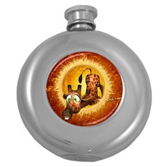 I m Waiting For You, Cute Giraffe Round Hip Flask (5 Oz)