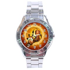 I m Waiting For You, Cute Giraffe Stainless Steel Men s Watch