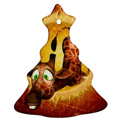 I m Waiting For You, Cute Giraffe Christmas Tree Ornament (2 Sides) by FantasyWorld7