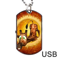 I m Waiting For You, Cute Giraffe Dog Tag Usb Flash (two Sides)  by FantasyWorld7