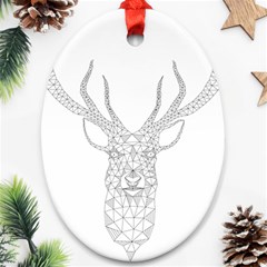 Modern Geometric Christmas Deer Illustration Ornament (oval) 