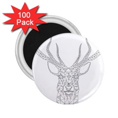 Modern Geometric Christmas Deer Illustration 2 25  Magnets (100 Pack) 