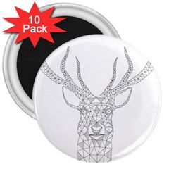 Modern Geometric Christmas Deer Illustration 3  Magnets (10 Pack) 