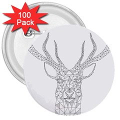 Modern Geometric Christmas Deer Illustration 3  Buttons (100 Pack) 