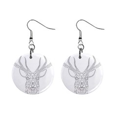 Modern Geometric Christmas Deer Illustration Mini Button Earrings by Dushan