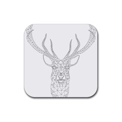 Modern Geometric Christmas Deer Illustration Rubber Coaster (square)  by Dushan