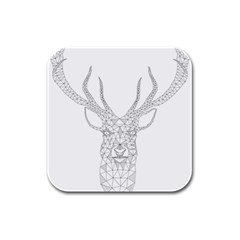 Modern Geometric Christmas Deer Illustration Rubber Square Coaster (4 Pack)  by Dushan