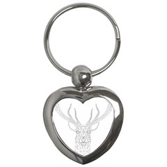 Modern Geometric Christmas Deer Illustration Key Chains (heart)  by Dushan