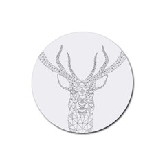 Modern Geometric Christmas Deer Illustration Rubber Round Coaster (4 Pack)  by Dushan