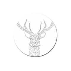 Modern Geometric Christmas Deer Illustration Magnet 3  (round) by Dushan