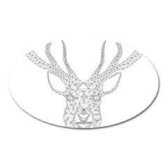 Modern Geometric Christmas Deer Illustration Oval Magnet by Dushan