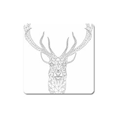 Modern Geometric Christmas Deer Illustration Square Magnet